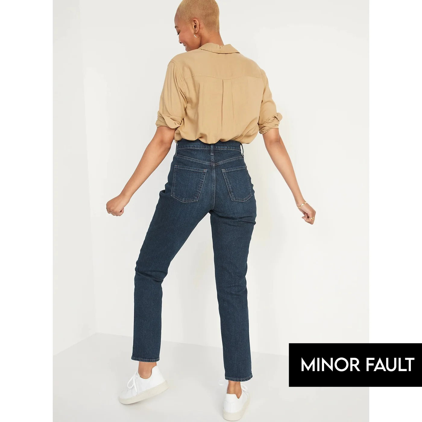 (Minor Fault) Extra High Button-Fly Dark Blue Jeans | Montivo Pakistan