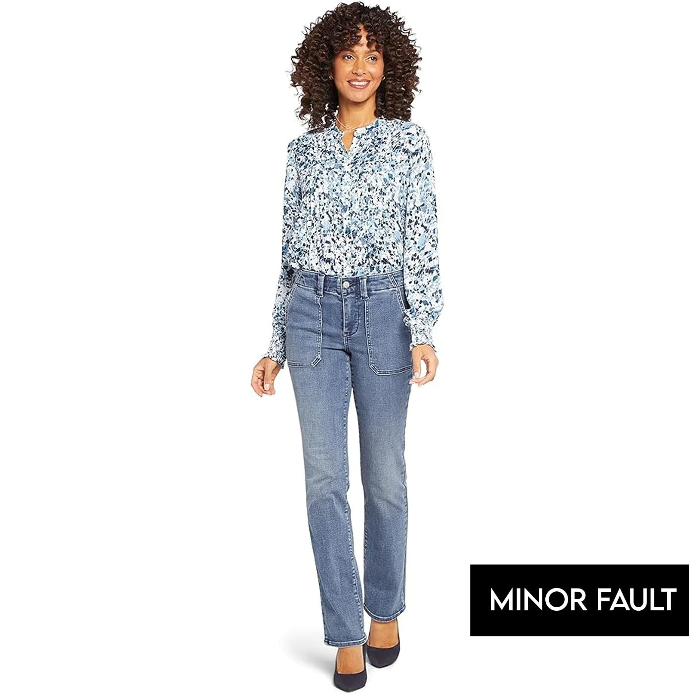 (Minor Fault) Blue Straight Leg Utility Pocket Jeans | Montivo Pakistan