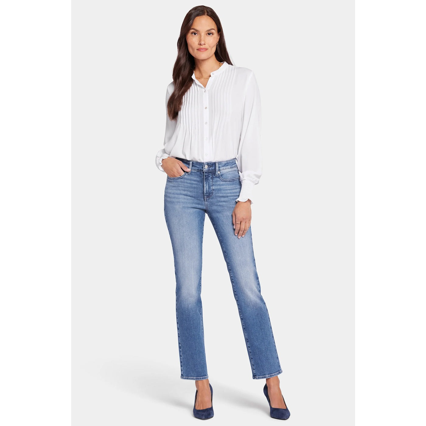 Mid Blue High Rise Straight Jeans | Montivo Pakistan