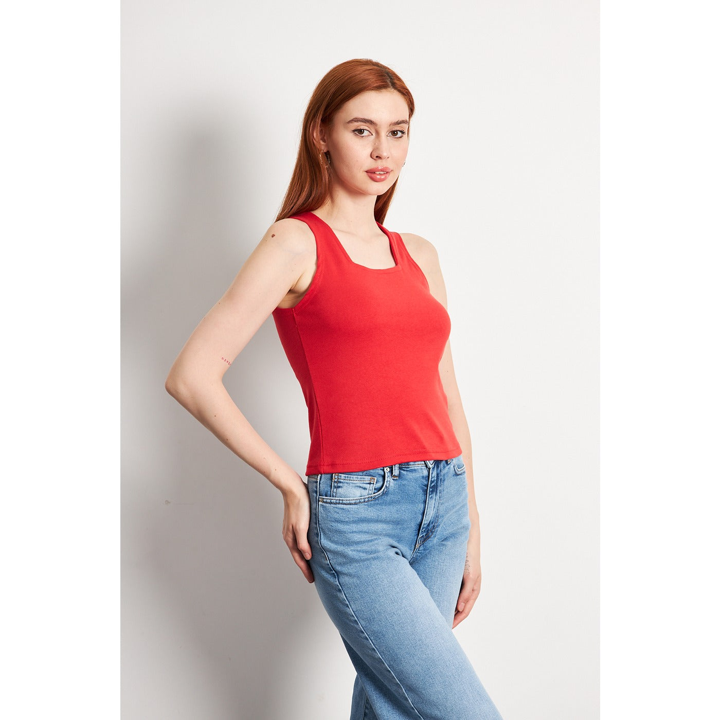 Red Square Neck Tank Top | Montivo Pakistan