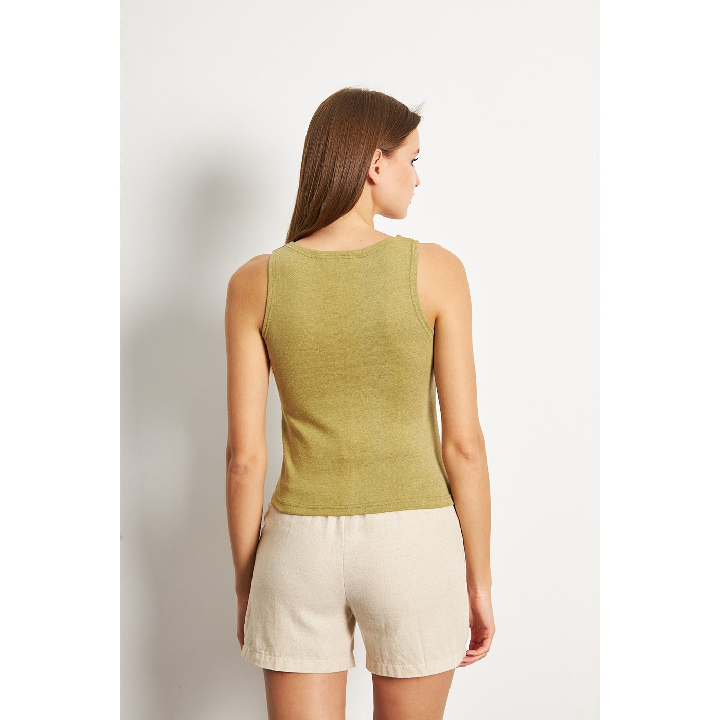 Green Melange Square Neck Tank Top | Montivo Pakistan