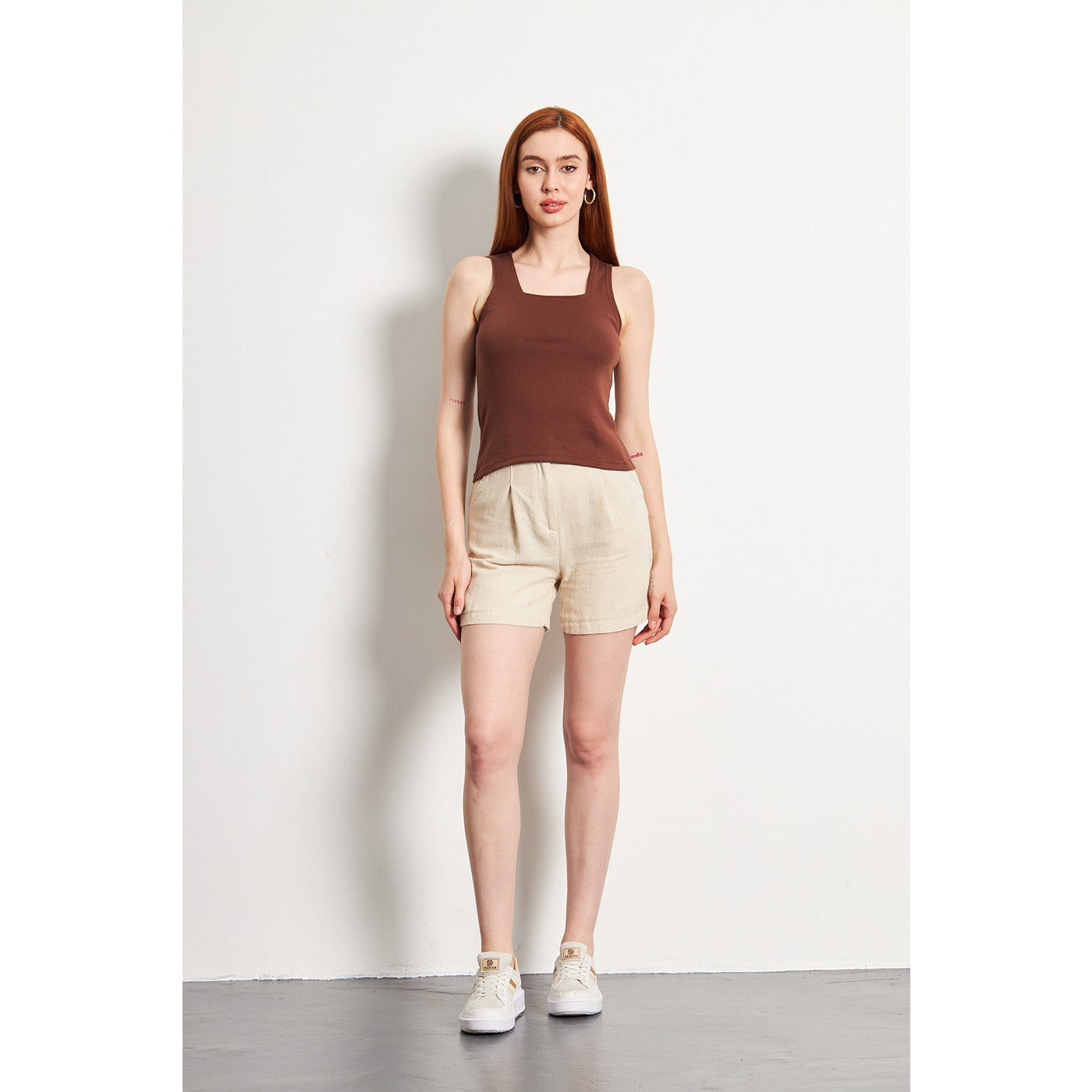 Brown Square Neck Tank Top | Montivo Pakistan
