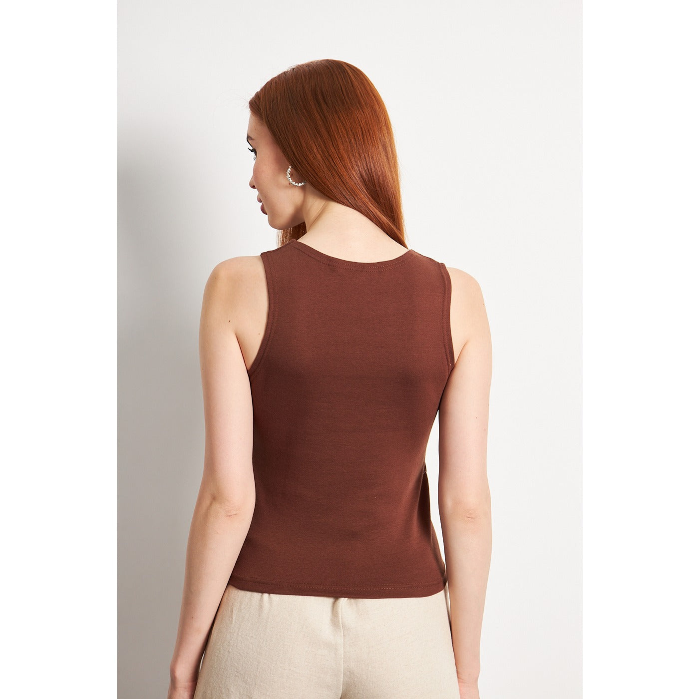 Brown Square Neck Tank Top | Montivo Pakistan