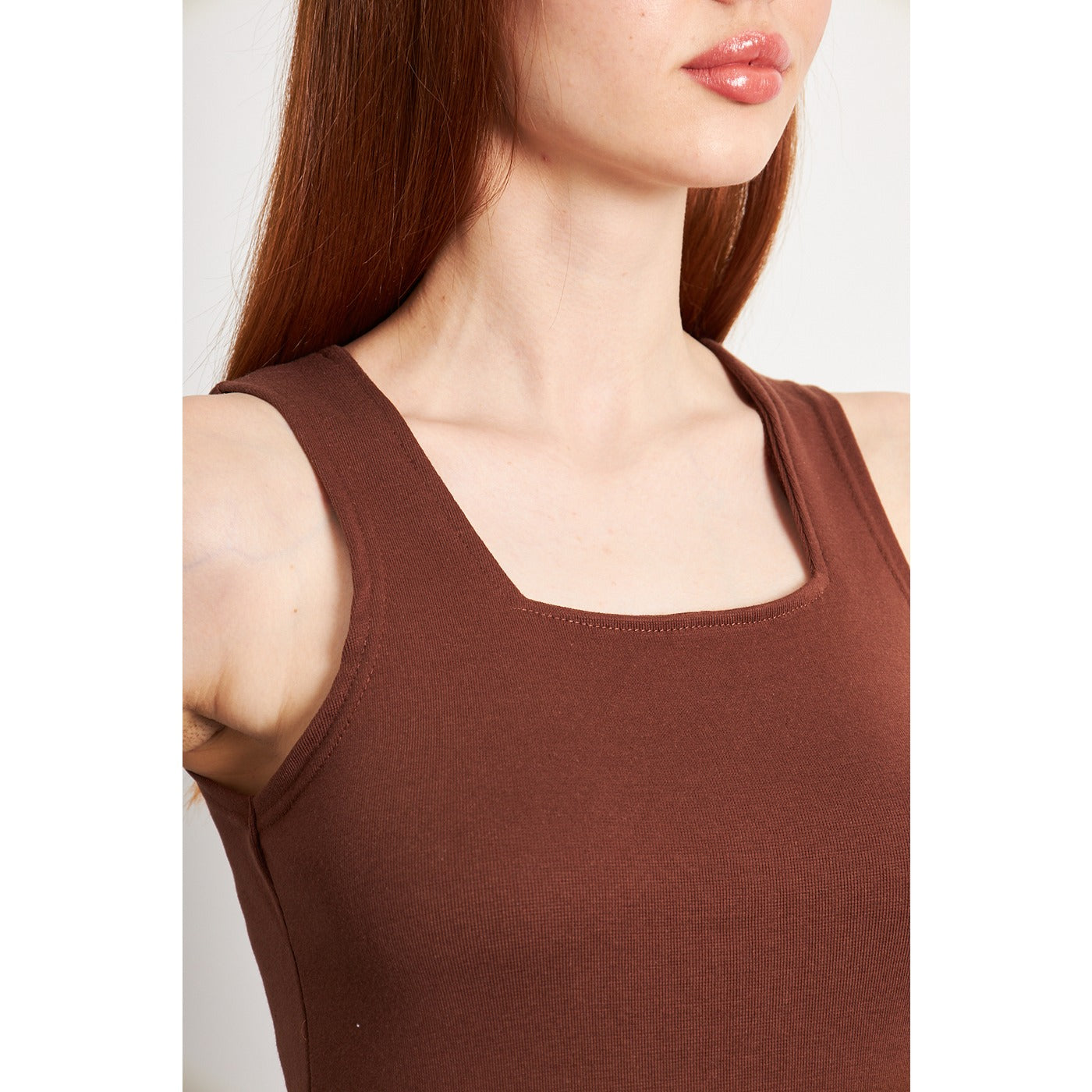 Brown Square Neck Tank Top | Montivo Pakistan