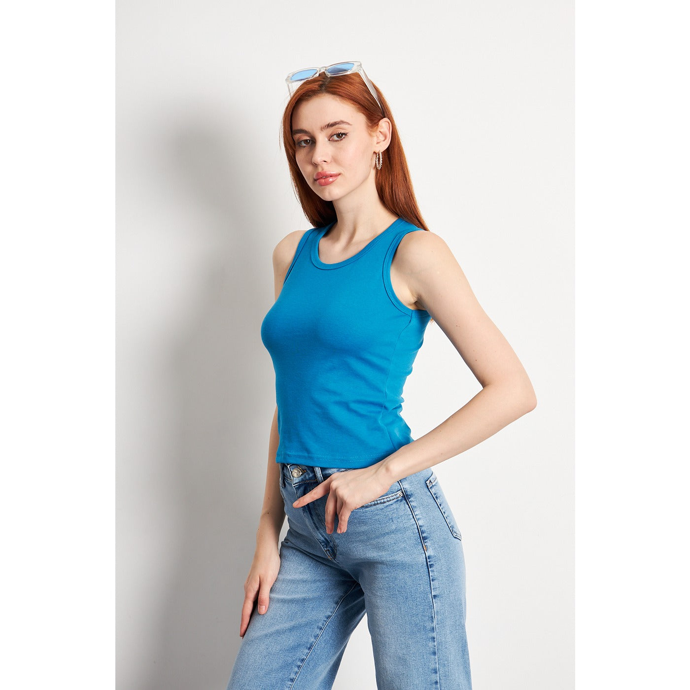 Teal Blue Basic Tank Top | Montivo Pakistan