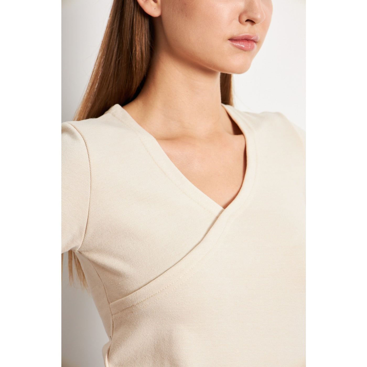 Beige Double Breasted Knit Top | Montivo Pakistan