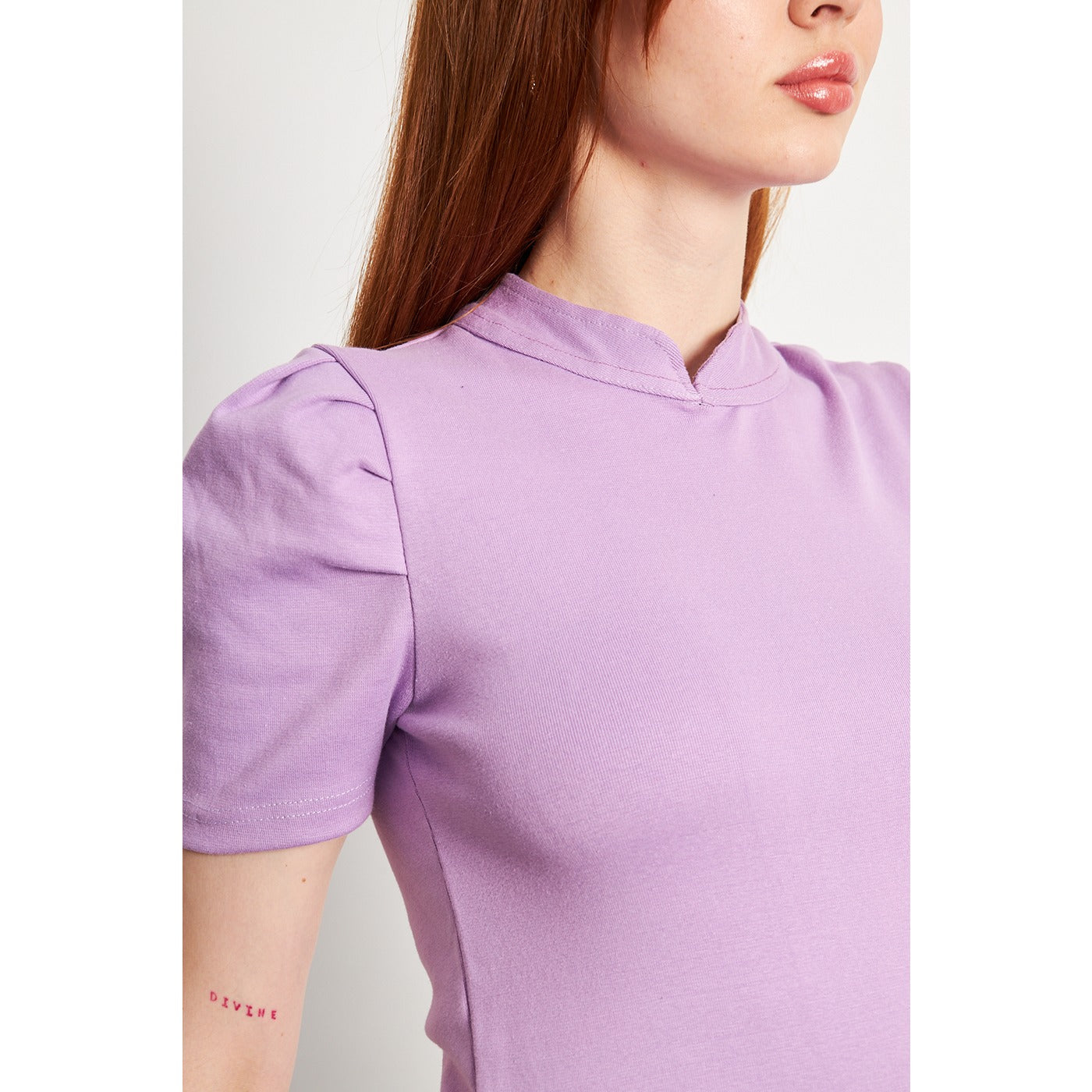 Lilac Puff Sleeves Knit Top | Montivo Pakistan