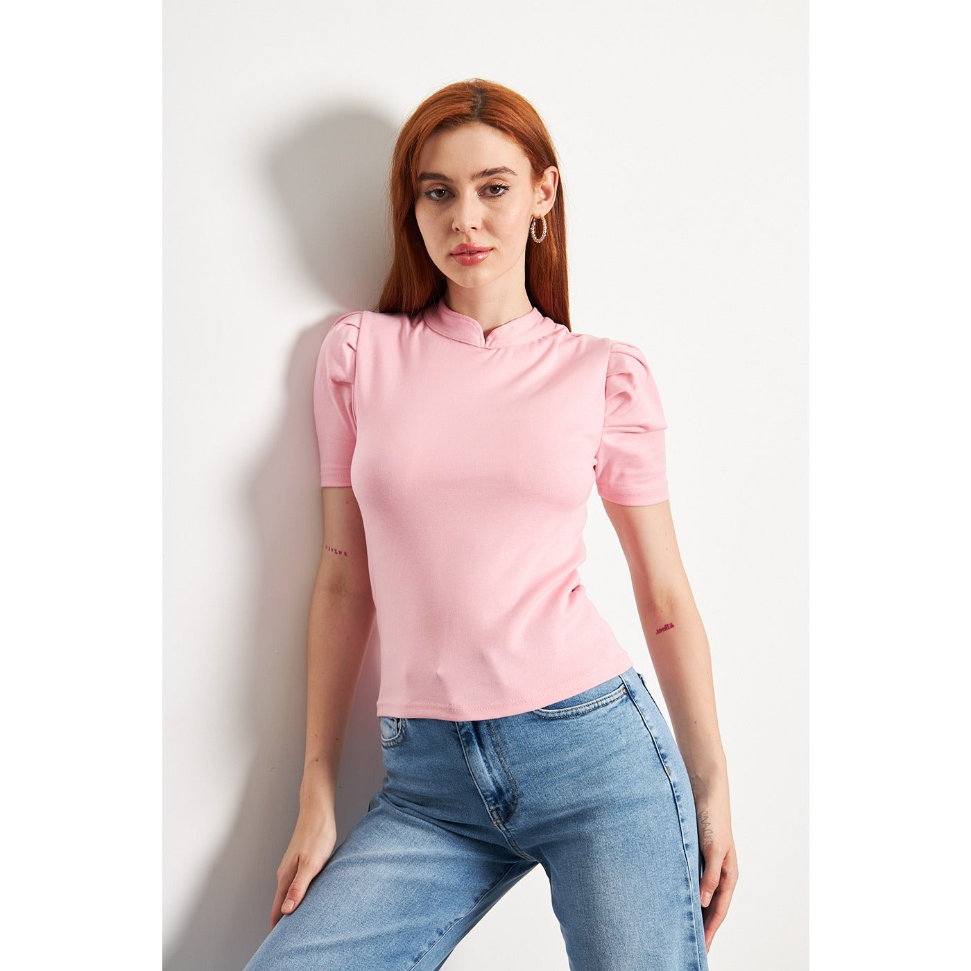 Pink Puff Sleeves Knit Top | Montivo Pakistan