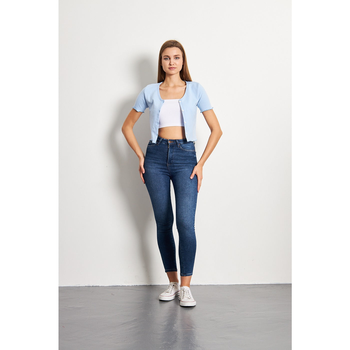 Light Blue Button Down Crop Top | Montivo Pakistan