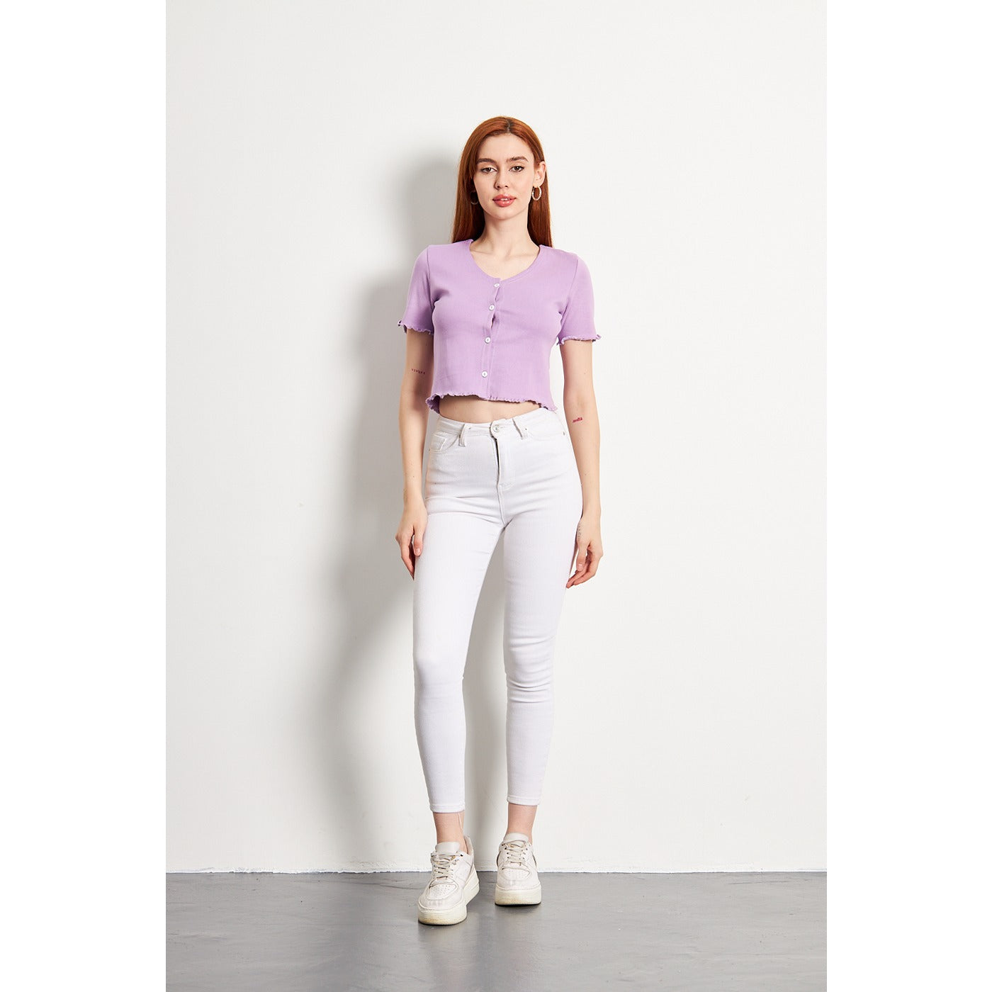 Lilac Button Down Crop Top | Montivo Pakistan
