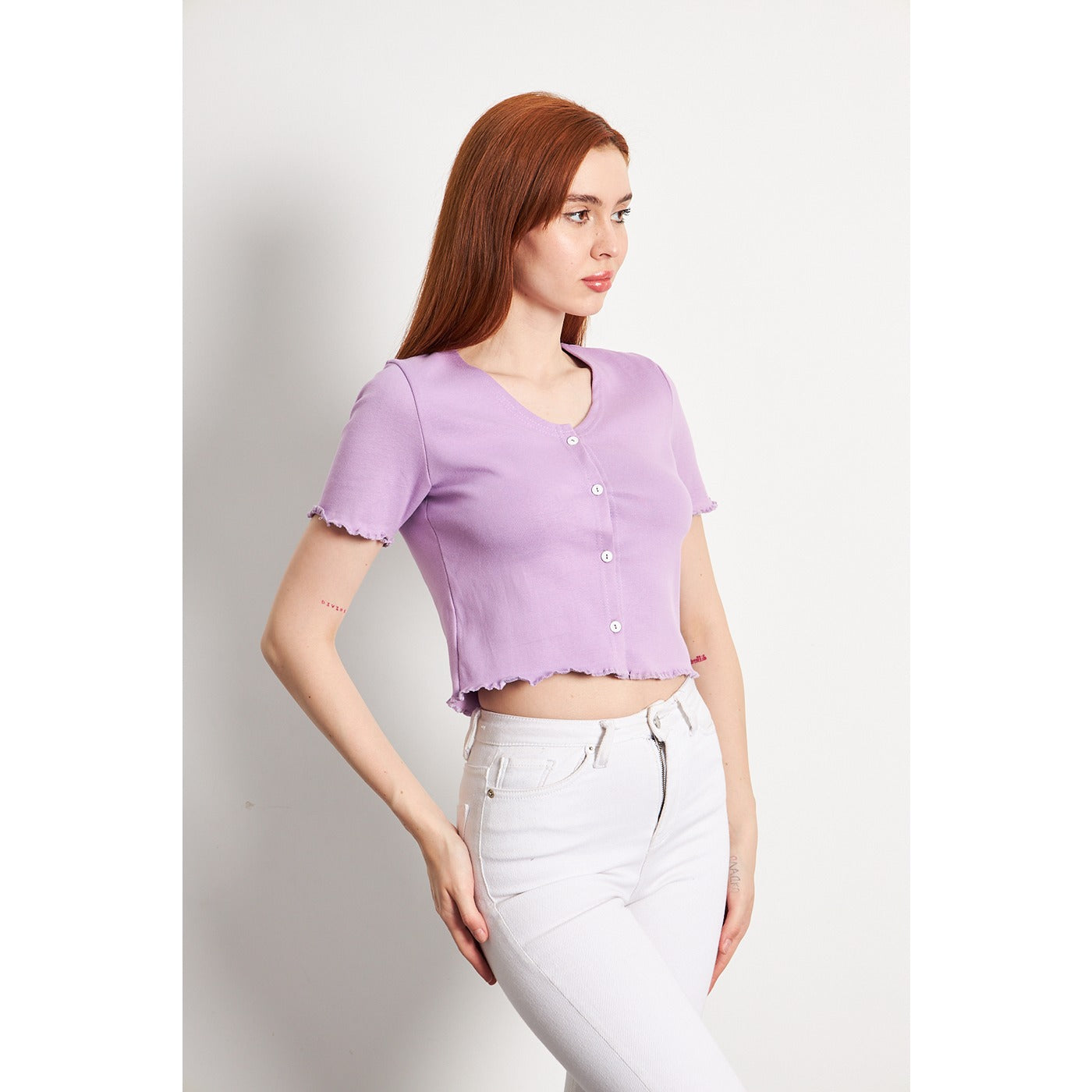 Lilac Button Down Crop Top | Montivo Pakistan