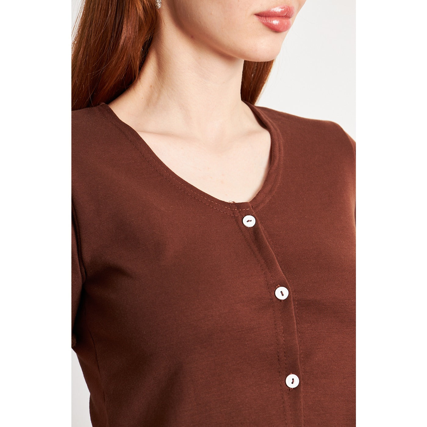 Brown Button Down Crop Top | Montivo Pakistan