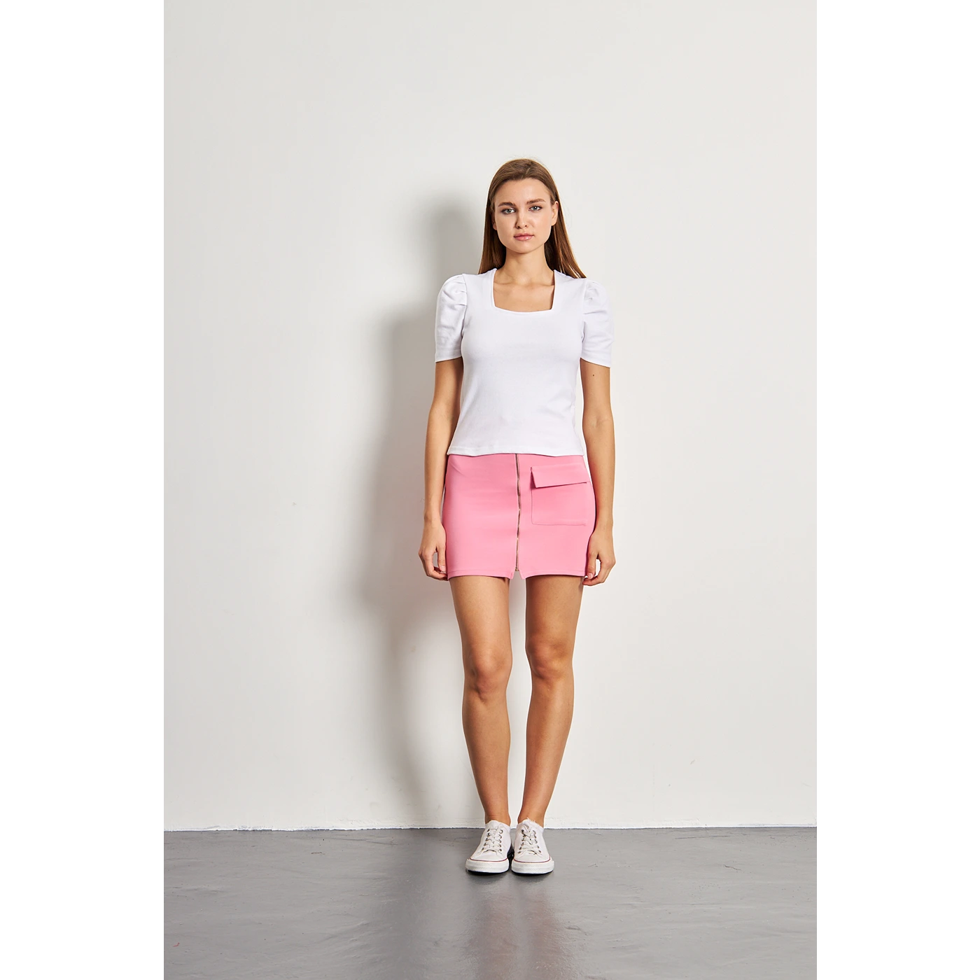 White Square Neck Puff Sleeves Top | Montivo Pakistan