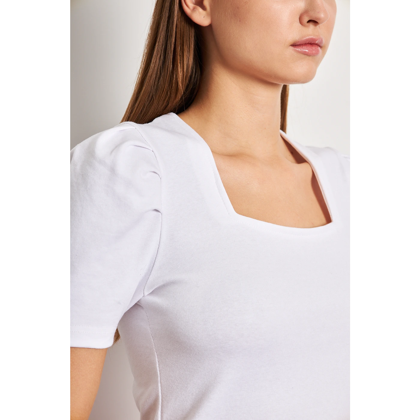 White Square Neck Puff Sleeves Top | Montivo Pakistan