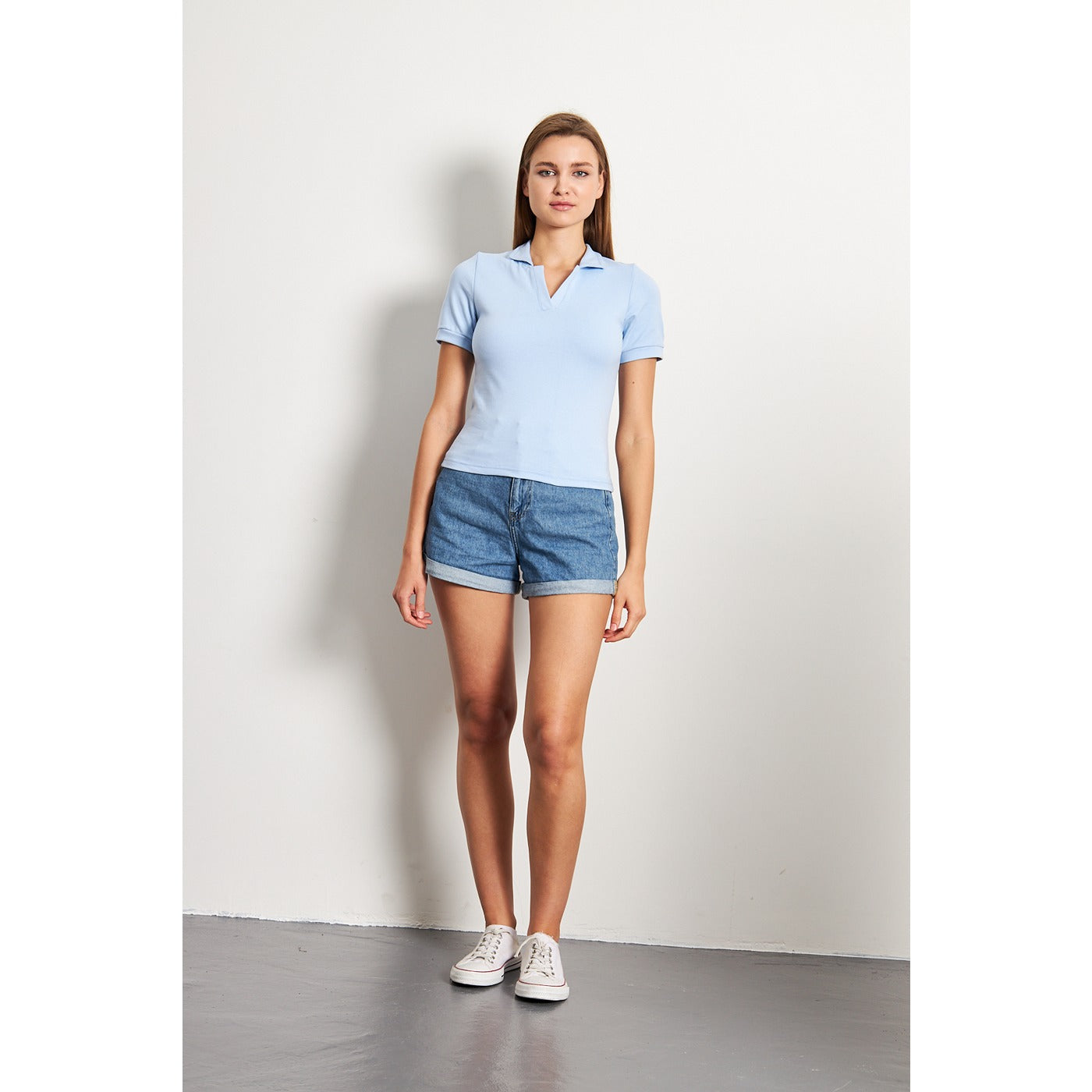 Light Blue Rib Knit Polo | Montivo Pakistan