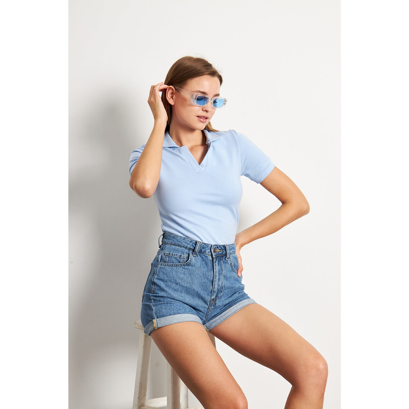 Light Blue Rib Knit Polo | Montivo Pakistan