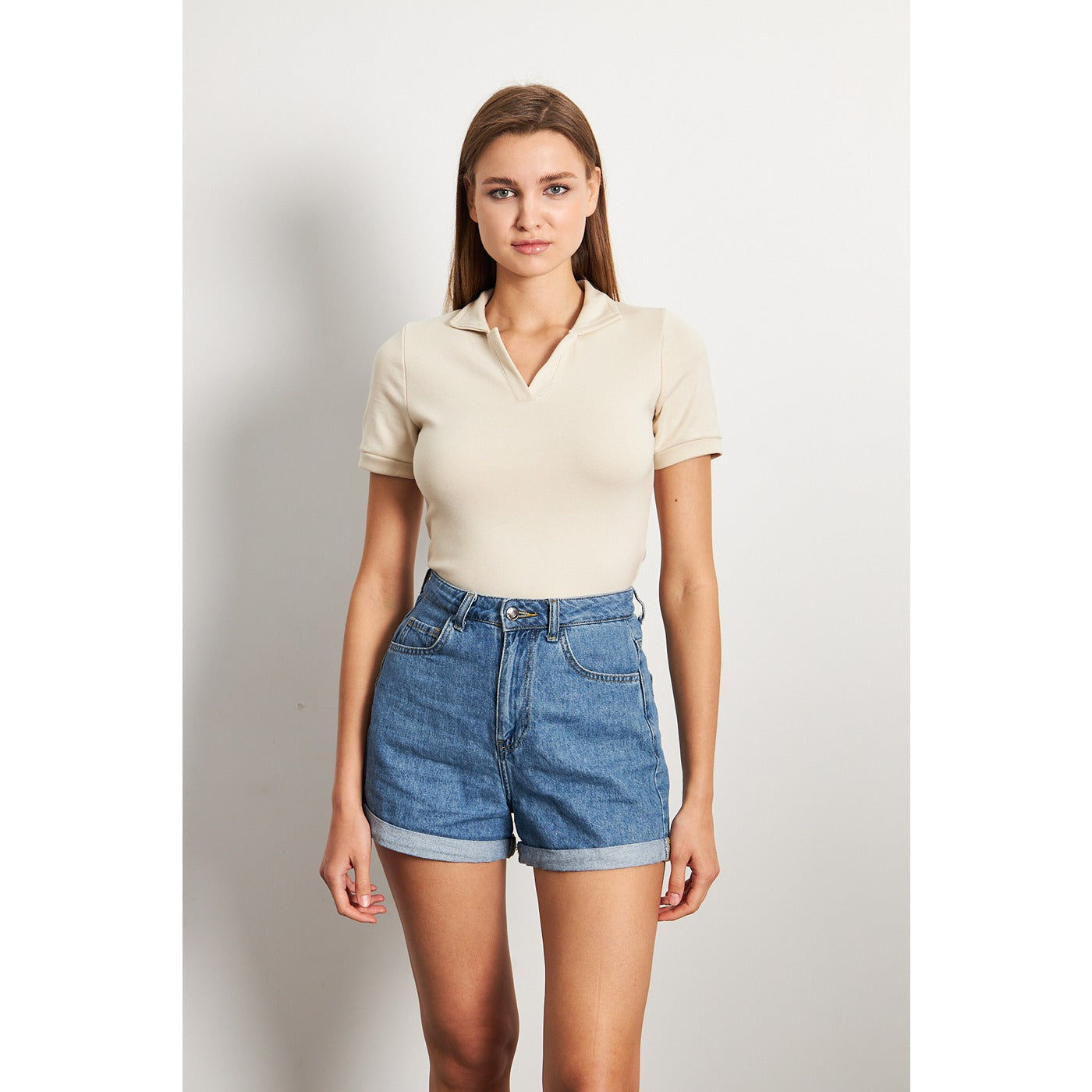 Beige Rib Knit Polo | Montivo Pakistan