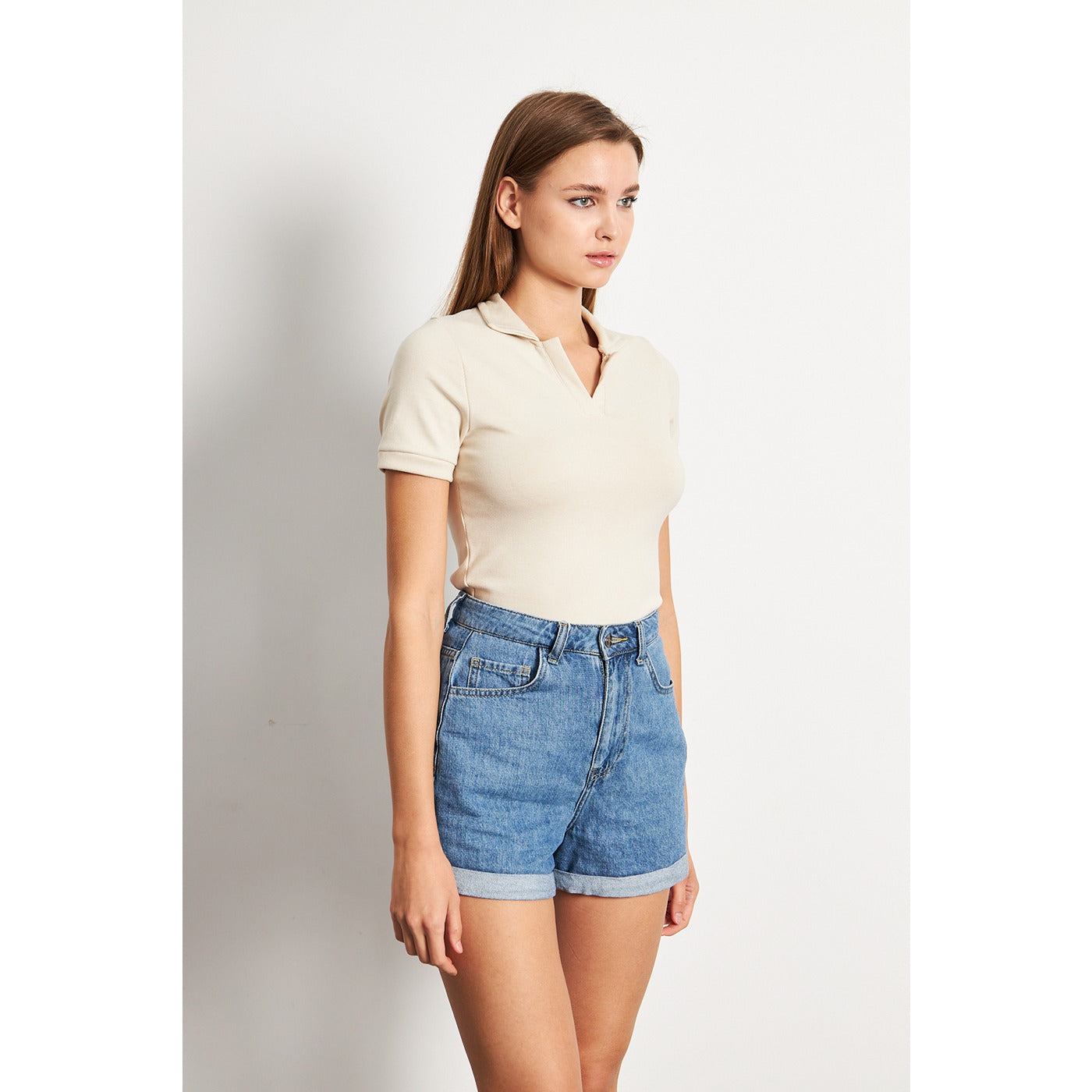 Beige Rib Knit Polo | Montivo Pakistan