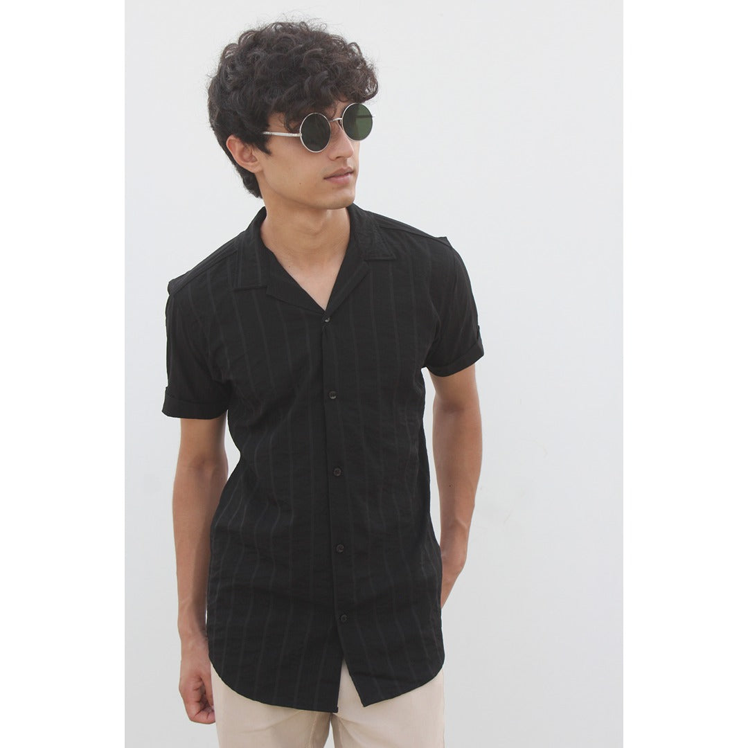 Black Stripes Cuban Shirt | Montivo Pakistan