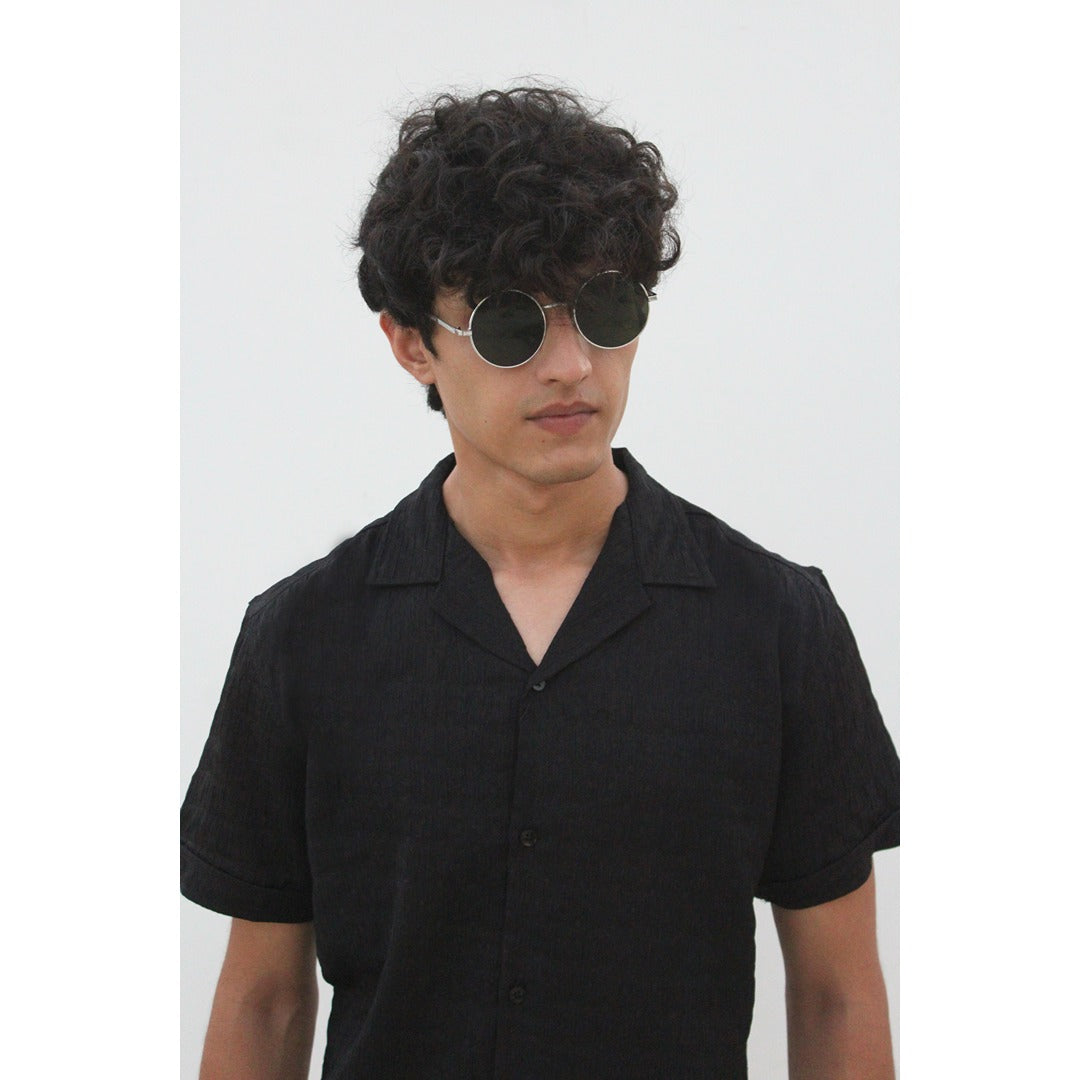 Black Textured Cuban Shirt | Montivo Pakistan