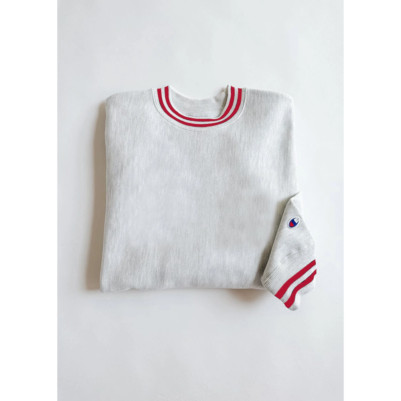 Grey Reverse Weave Red Stripe Sweatshirt | Montivo Pakistan