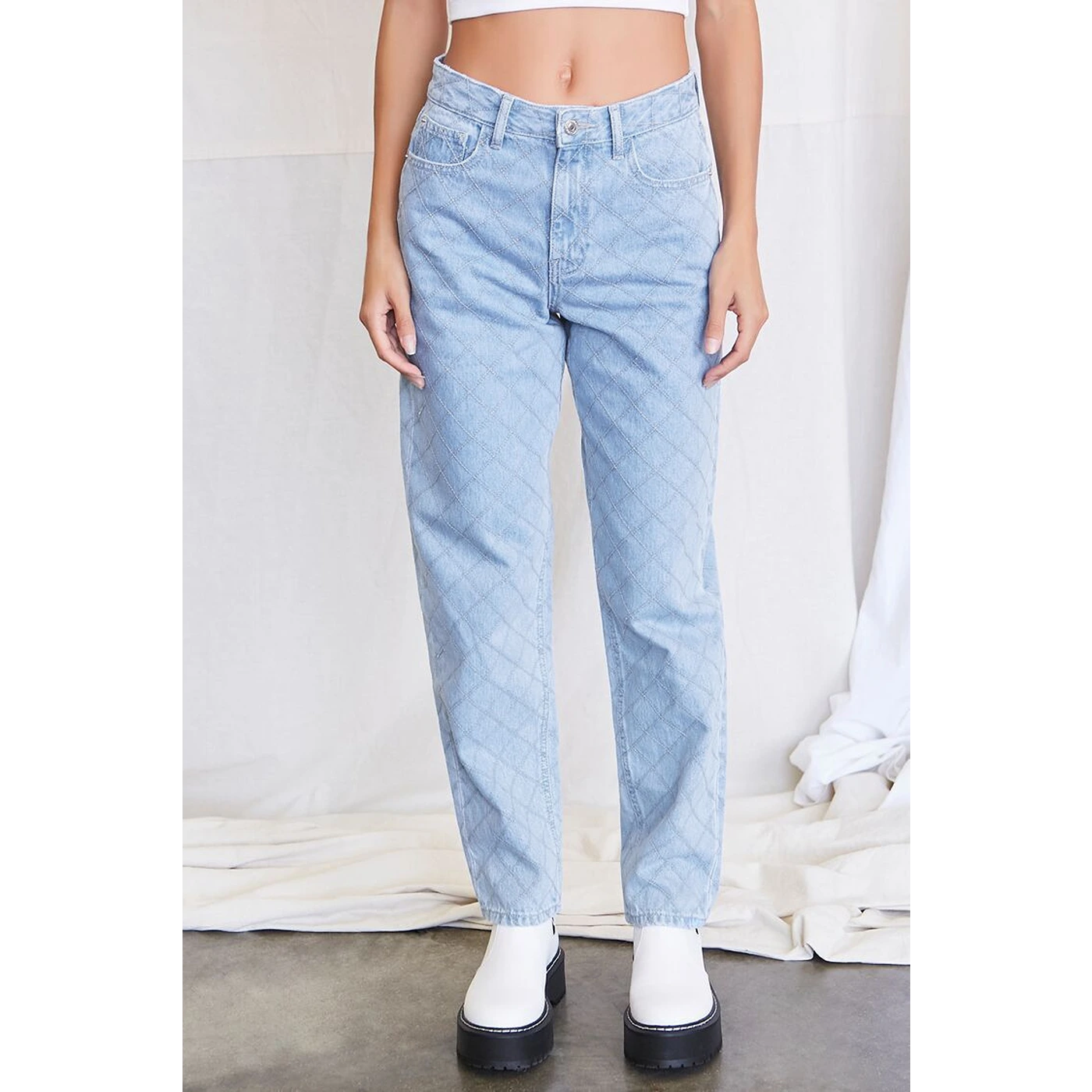 F21 Patterned Mom Light Blue Jeans | Montivo Pakistan