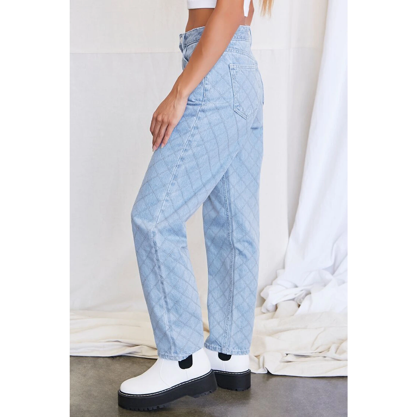 F21 Patterned Mom Light Blue Jeans | Montivo Pakistan