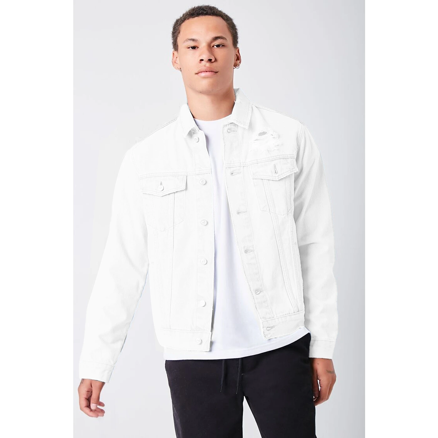 White Distressed Denim Jacket | Montivo Pakistan