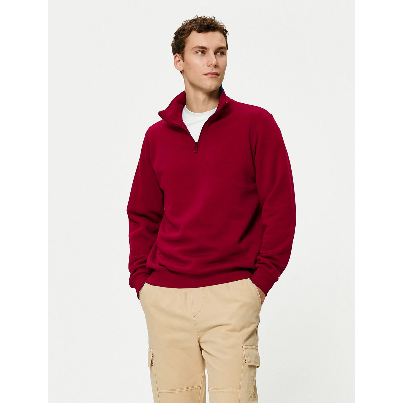 Red Half Zip Sweatshirt | Montivo Pakistan
