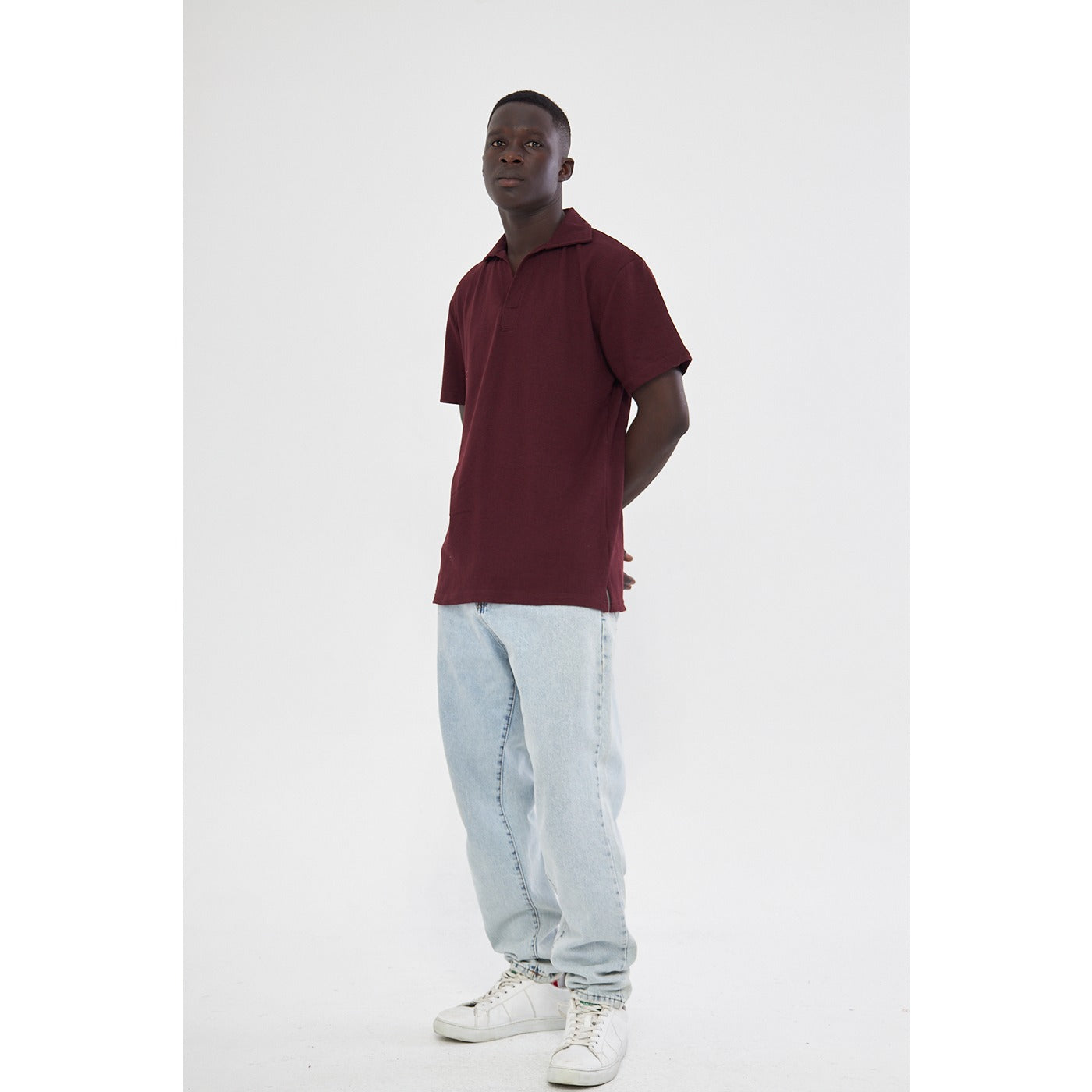 Burgundy Waffle Textured Polo | Montivo Pakistan