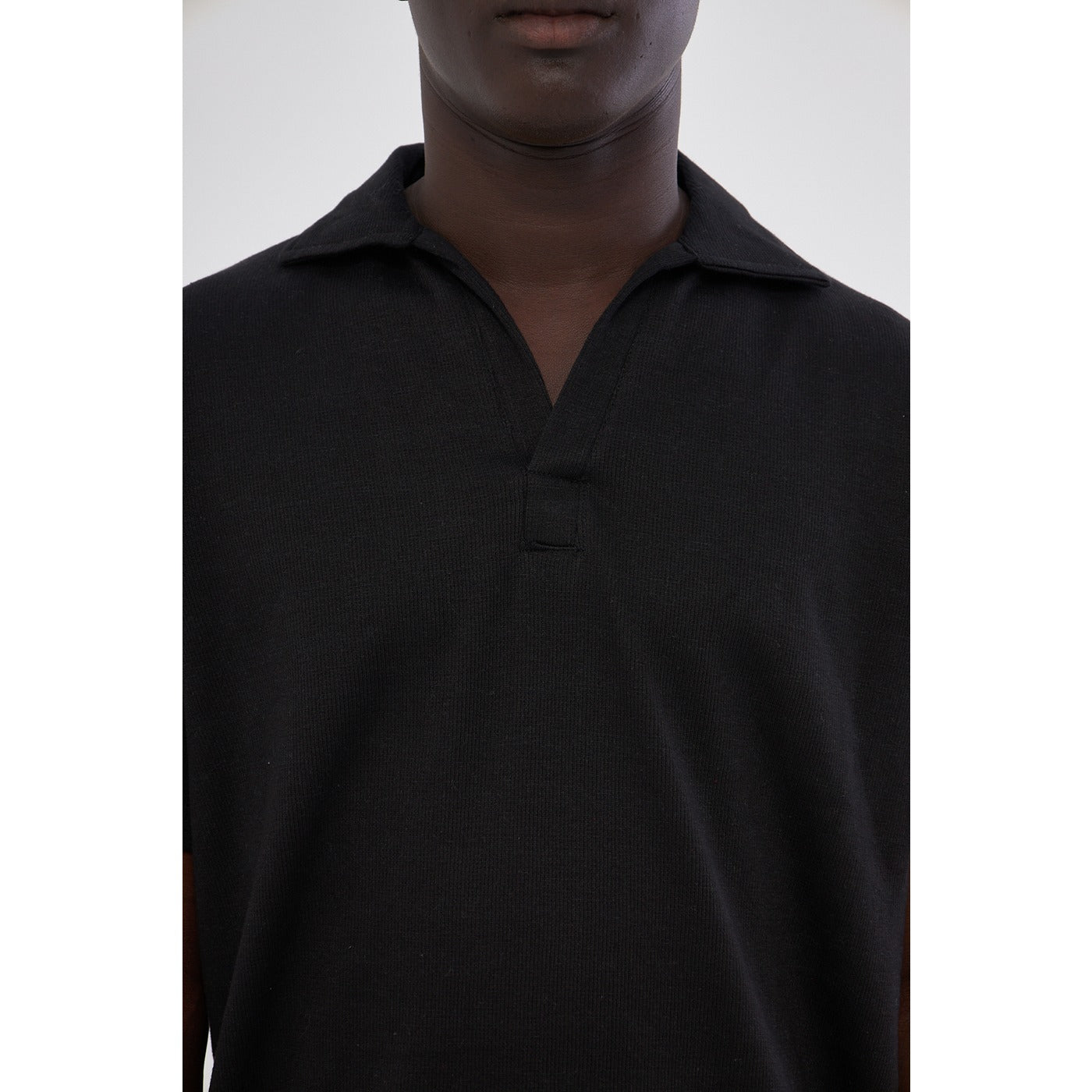 Black Waffle Textured Polo | Montivo Pakistan