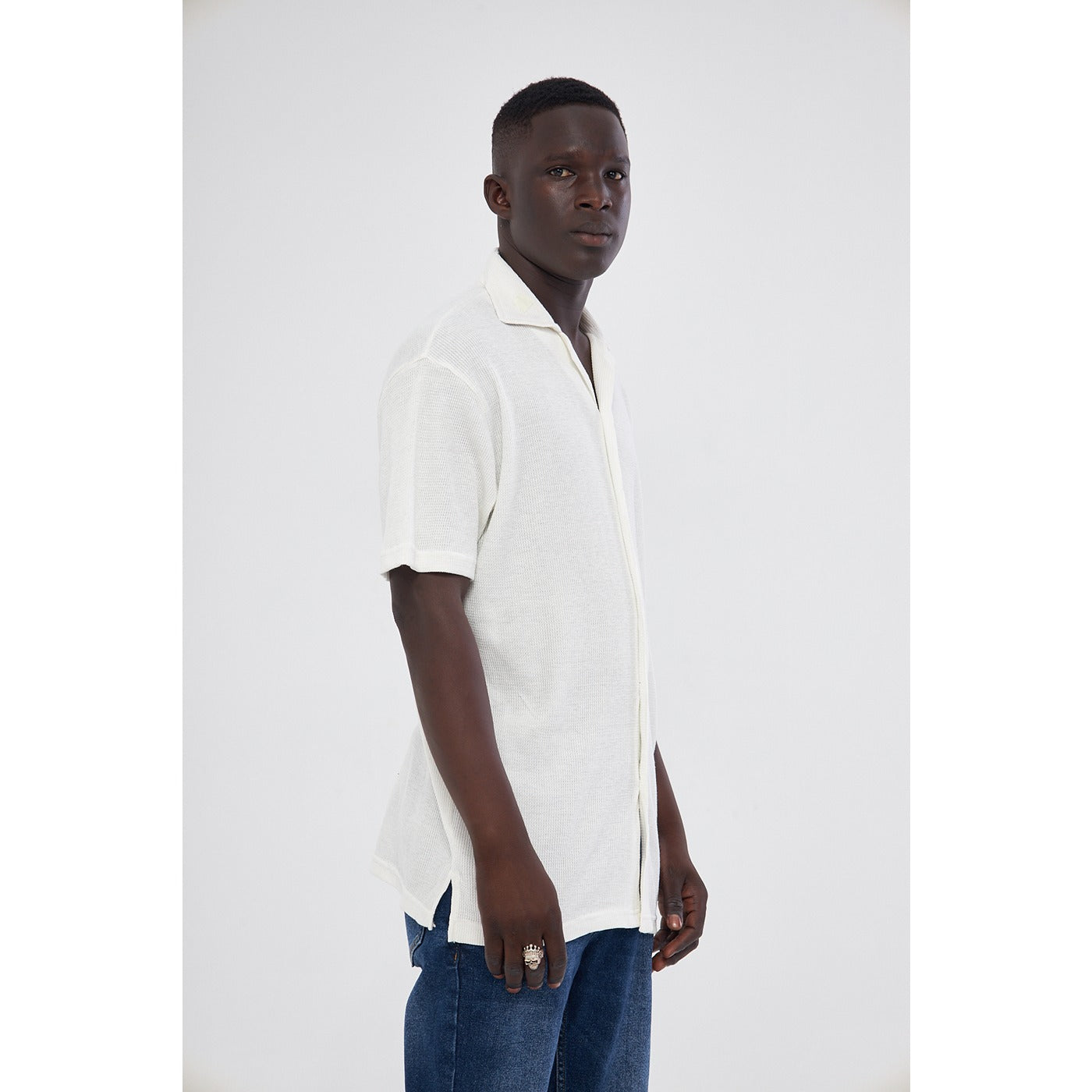 White Button Down Waffle Shirt | Montivo Pakistan