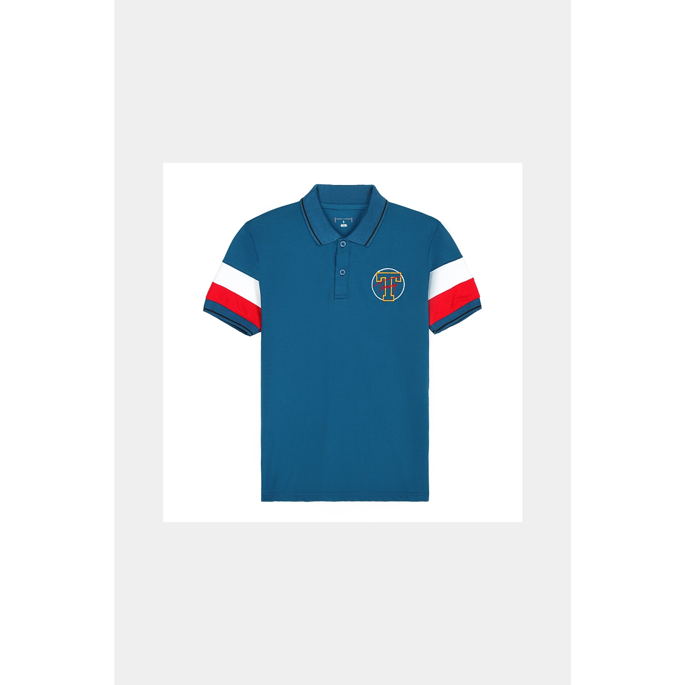 Teal Blue Contrast Sleeves Polo | Montivo Pakistan