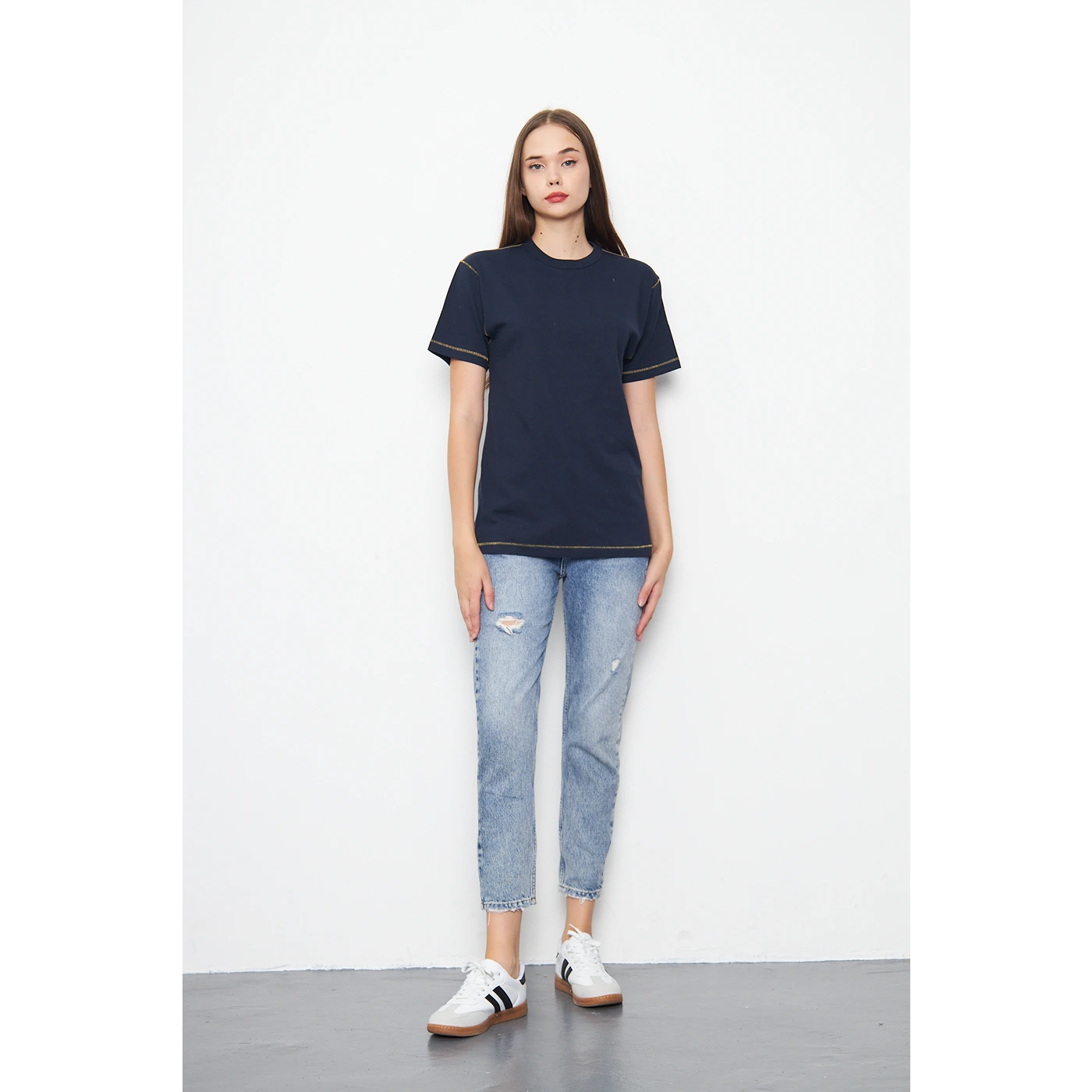 Navy Contrast Stitch Tshirt | Montivo Pakistan