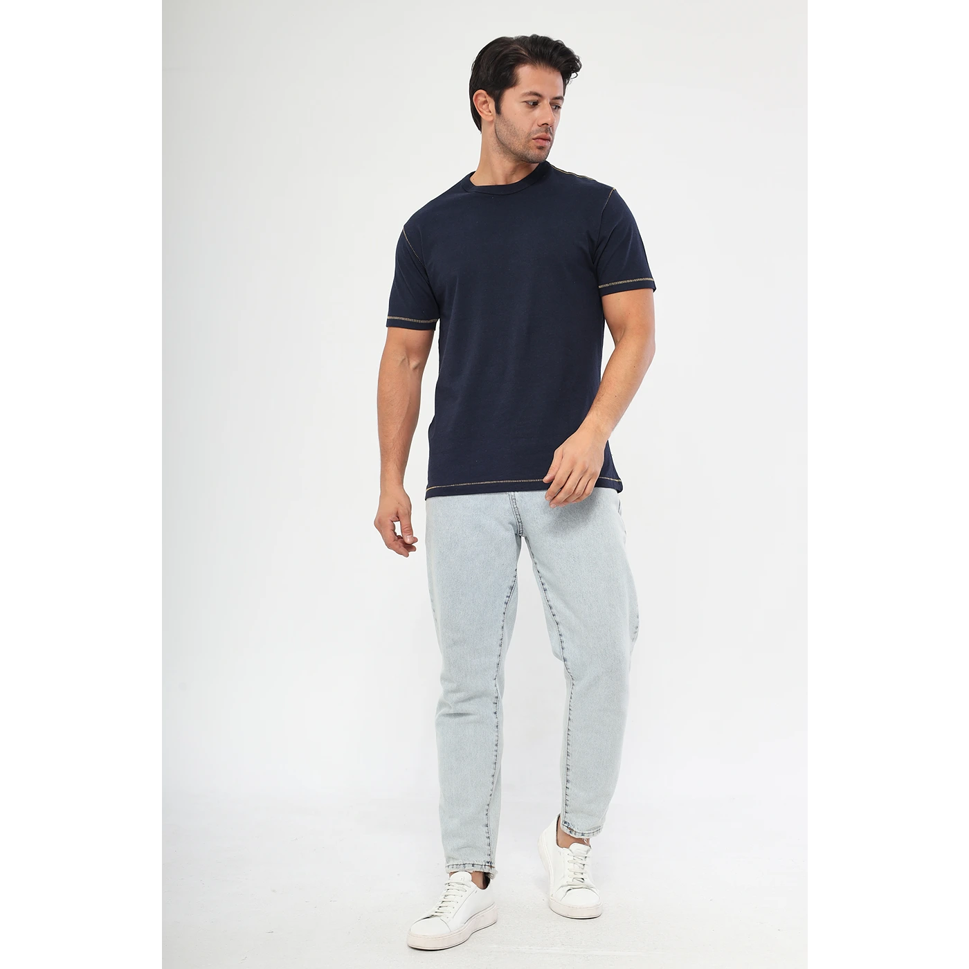 Navy Contrast Stitch Tshirt | Montivo Pakistan