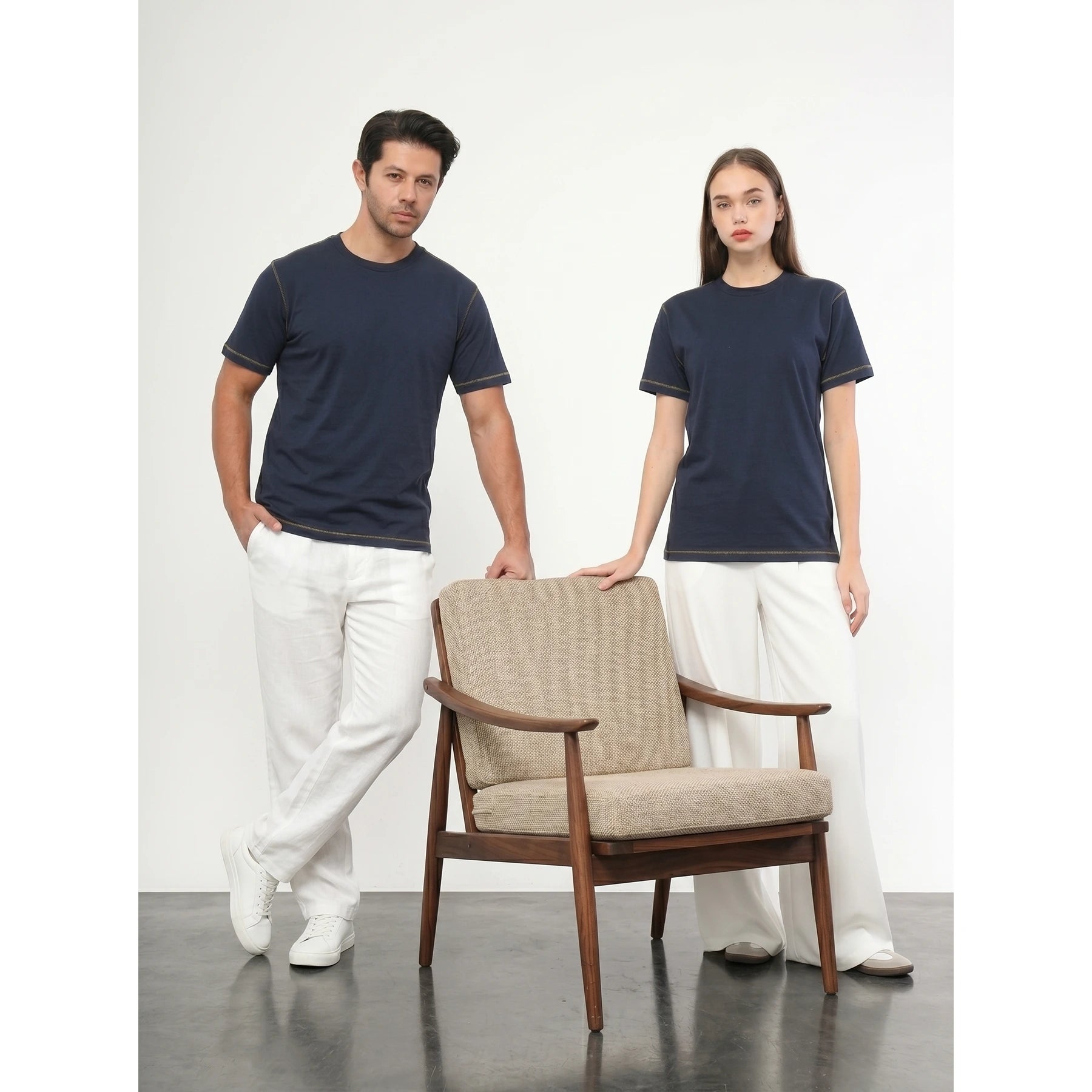 Navy Contrast Stitch Tshirt | Montivo Pakistan