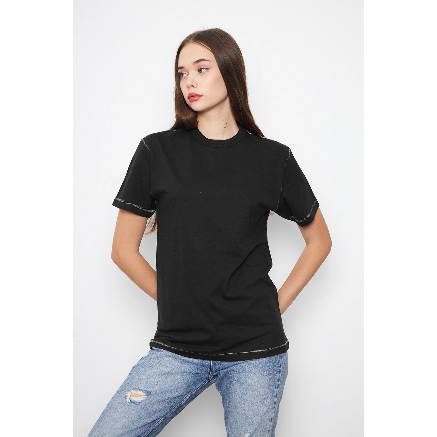 Black Contrast Stitch Tshirt | Montivo Pakistan