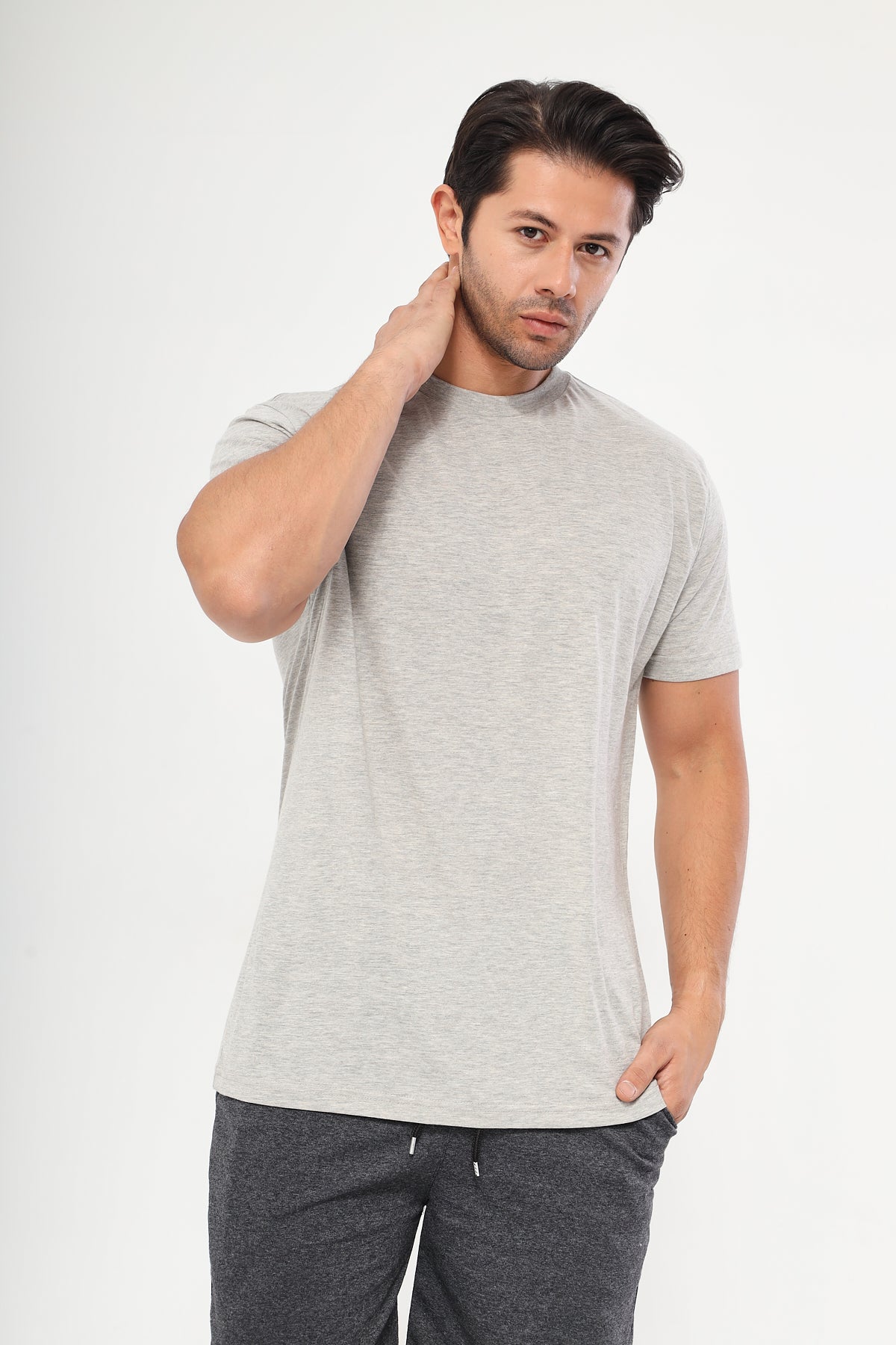 Grey Melange Slim Fit Tshirt | Montivo Pakistan