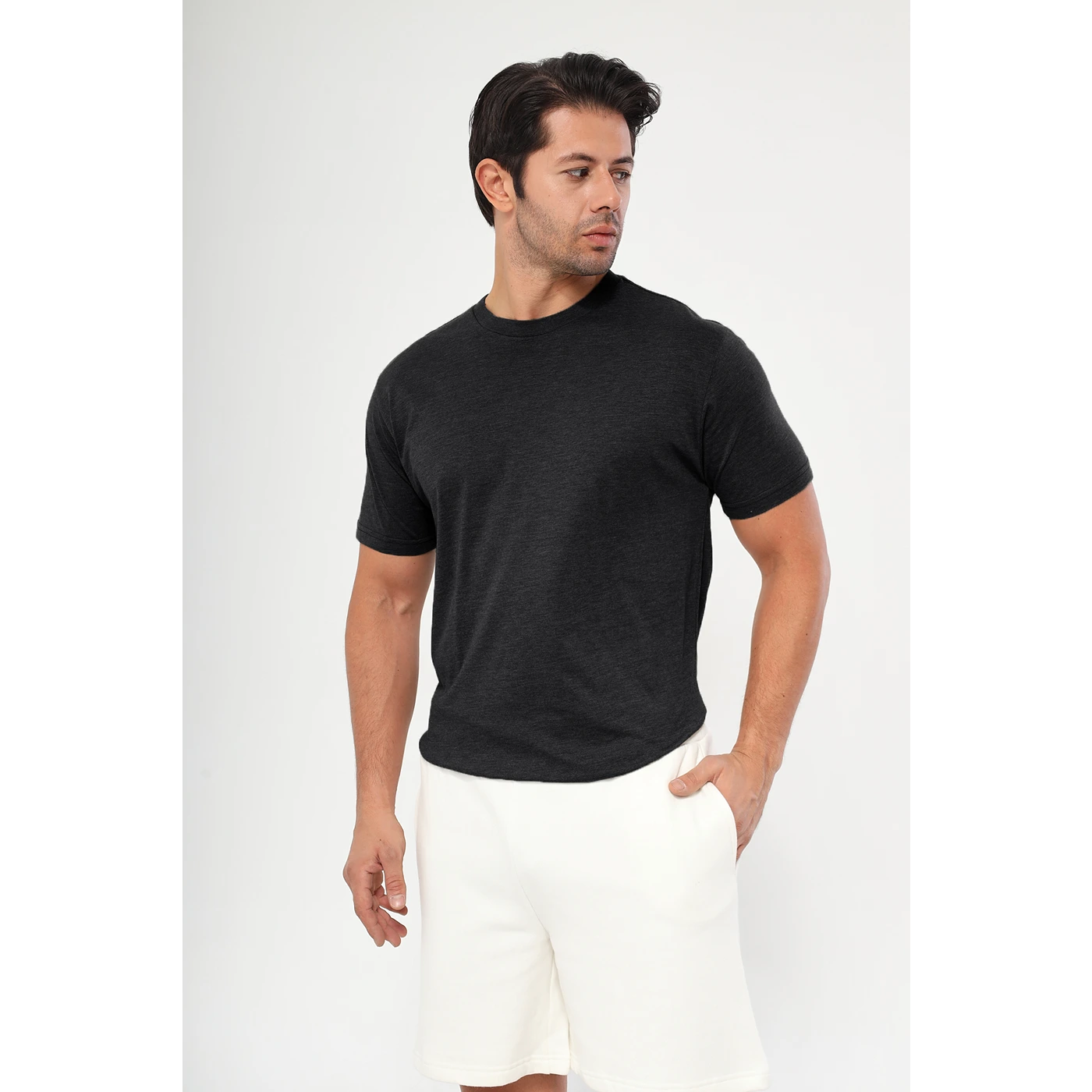 Charcoal Melange Slim Fit Tshirt | Montivo Pakistan