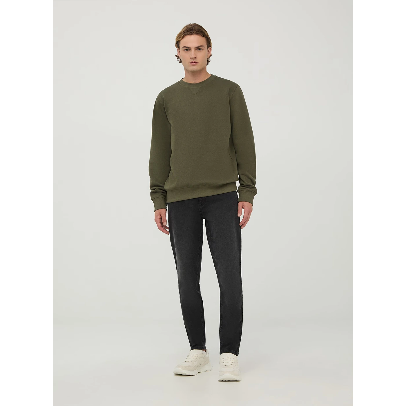 Olive Basic Regular Fit Sweatshirt | Montivo Pakistan