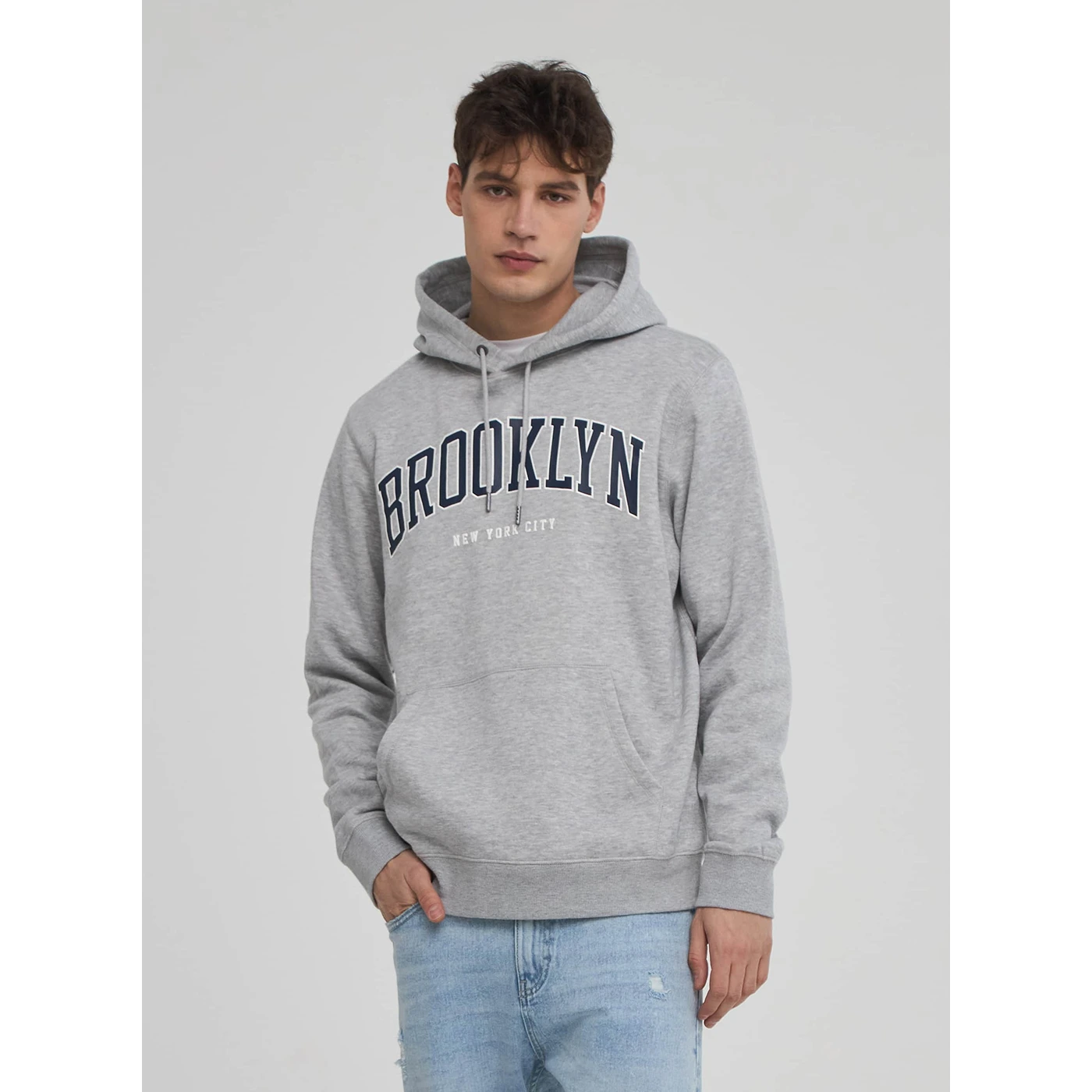 Grey Sports Print Hooded Sweatshirt | Montivo Pakistan