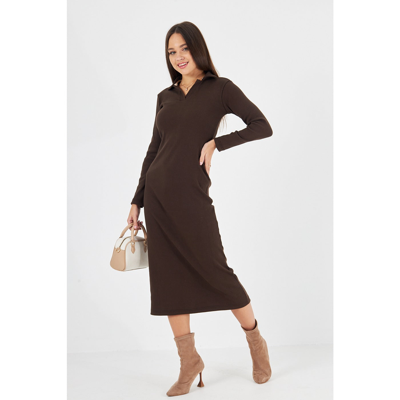 Brown Polo Bodycon Dress | Montivo Pakistan