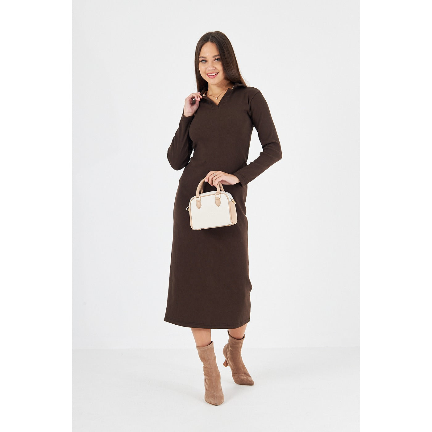Brown Polo Bodycon Dress | Montivo Pakistan