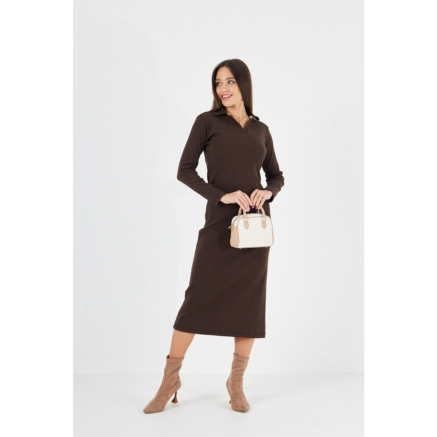 Brown Polo Bodycon Dress | Montivo Pakistan