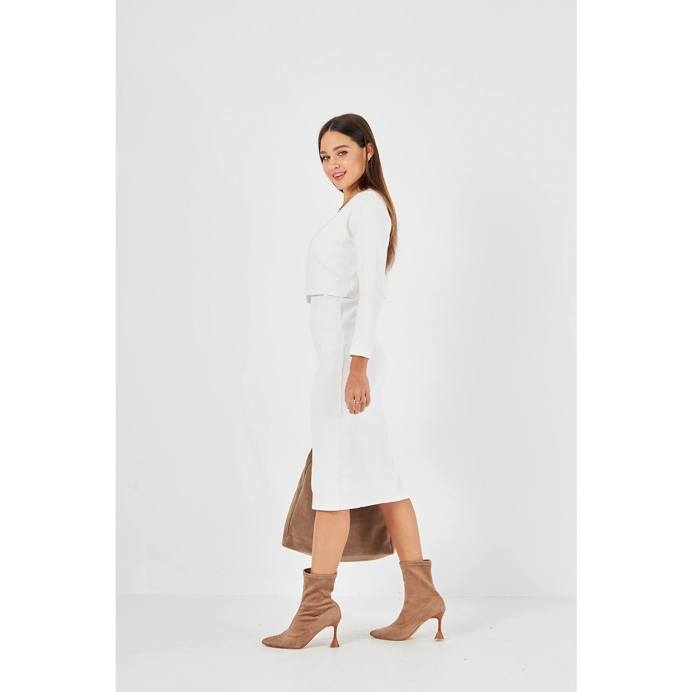 White Cardigan Dress Matching Set | Montivo Pakistan