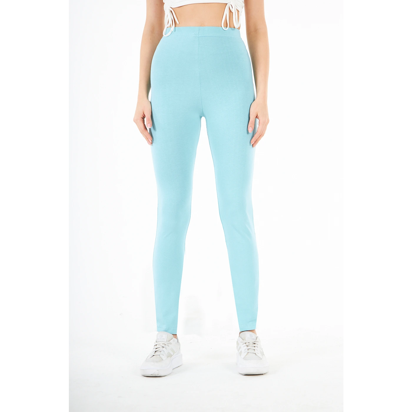 Light Blue Cotton Jersey Leggings | Montivo Pakistan