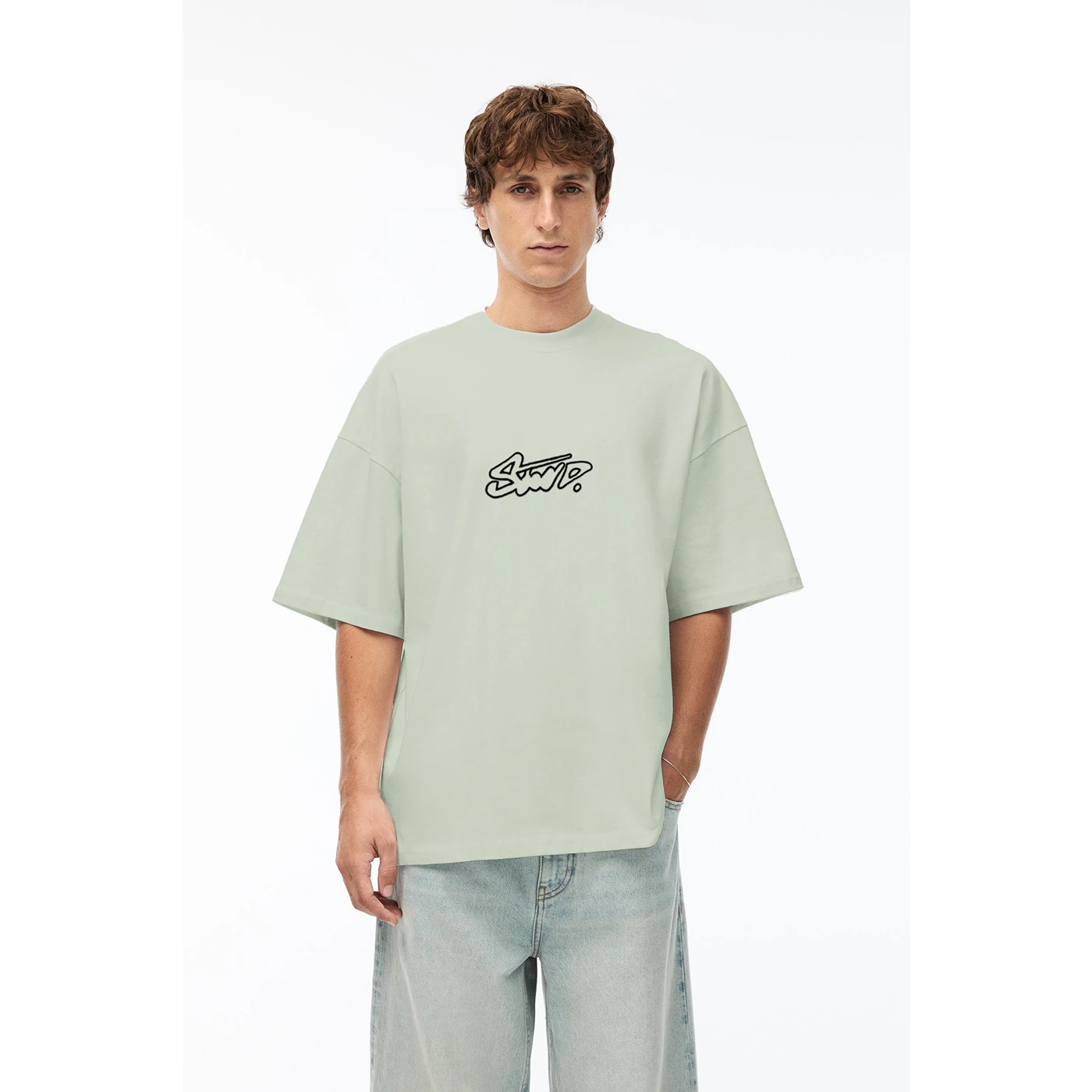 Tea Green STWD Logo Oversized Tshirt | Montivo Pakistan