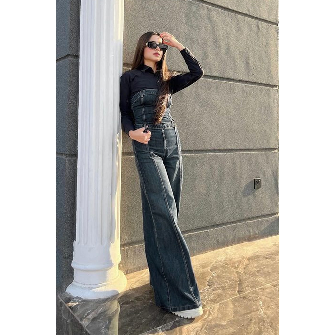 Vintage Blue Denim Jumpsuit | Montivo Pakistan