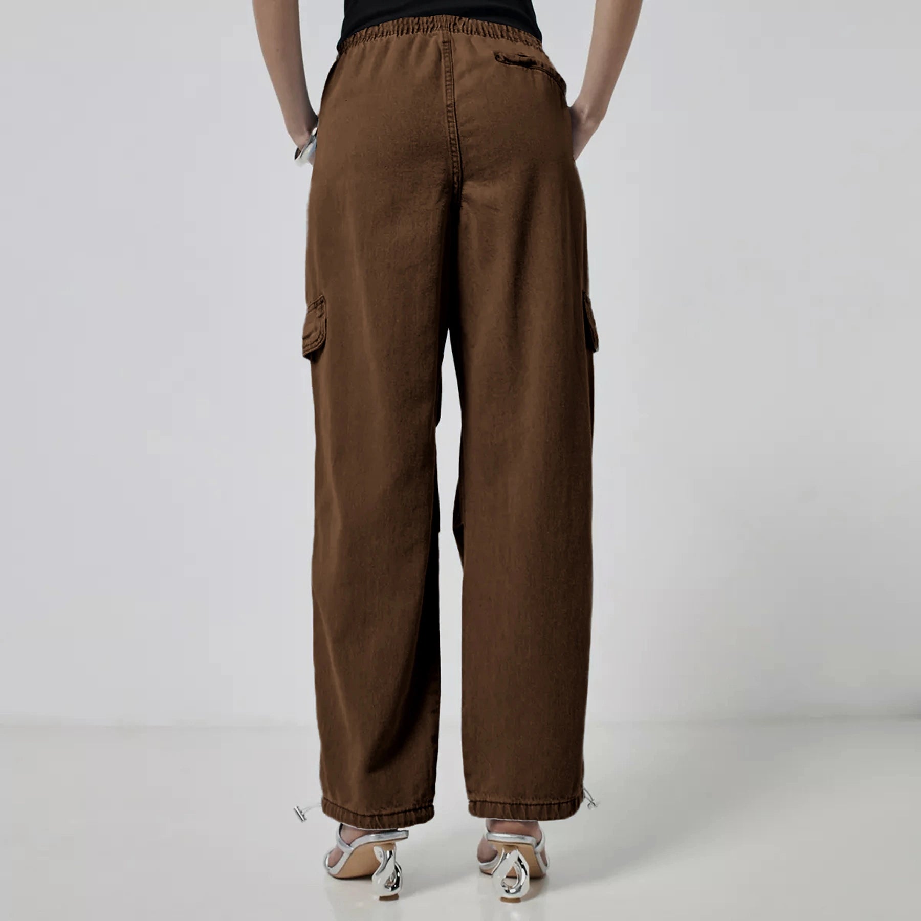 Dark Brown Wide Leg Cargo Jeans | Montivo Pakistan