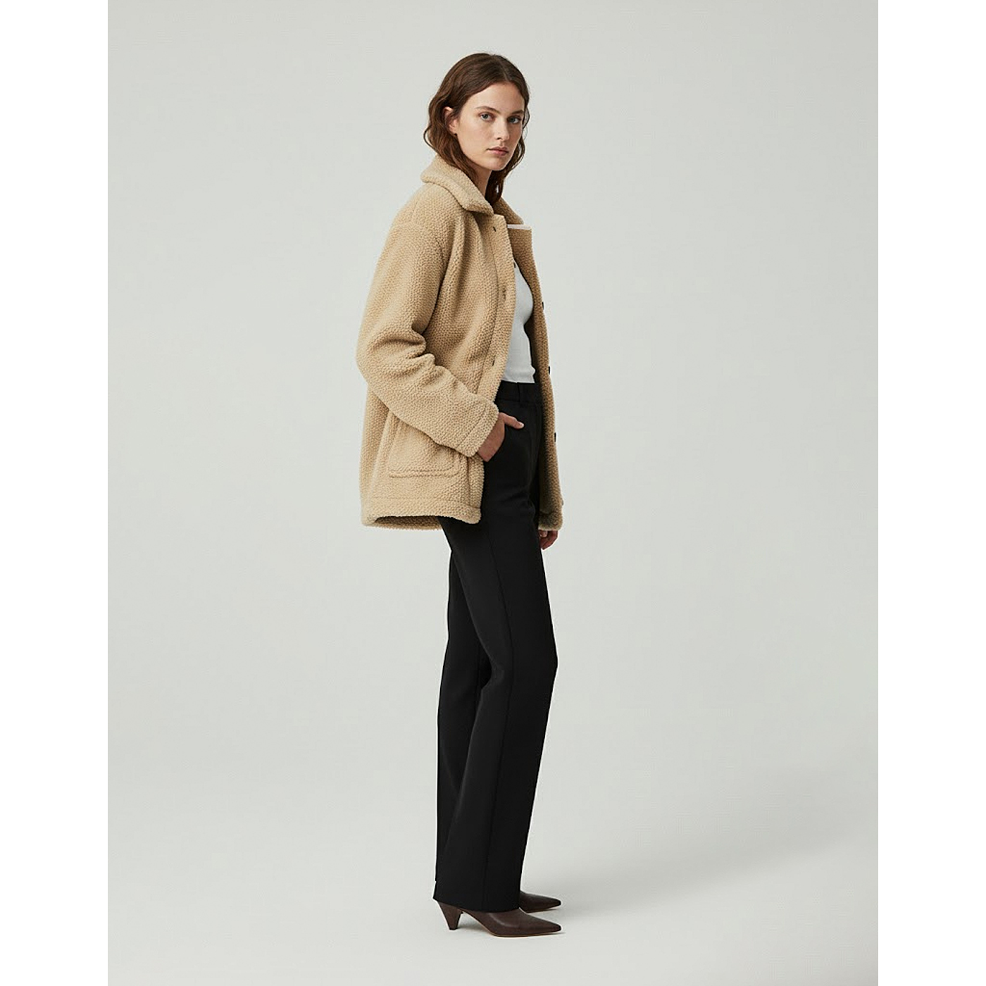 Beige Teddy Coat Jacket | Montivo Pakistan